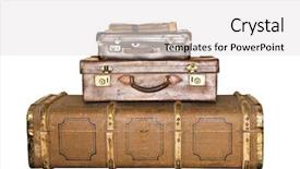  Presentation with old school punk rock leather - Amazing slides having vintage luggage - three old leather suitcases isolated backdrop and a light gray colored foreground