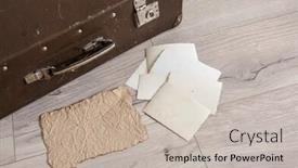  Presentation with journey - Slide deck consisting of vintage-luggage-with-blank-space background and a soft green colored foreground