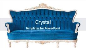  Presentation with royal blue - Presentation theme consisting of vintage luxury blue sofa armchair background and a ocean colored foreground