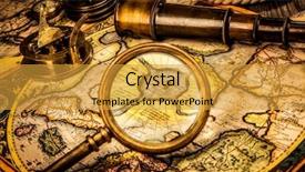  Presentation with vintage compass - PPT theme enhanced with vintage magnifying glass compass telescope background and a gold colored foreground