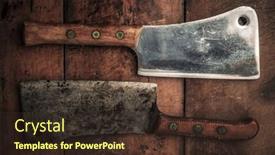  Presentation with vintage cooking - Slide set consisting of vintage-meat-butchers-set background and a tawny brown colored foreground