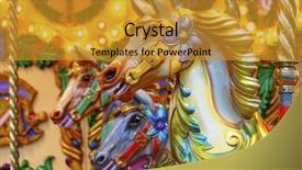  Presentation with horses - Amazing presentation design having vintage merry-go-round wooden backdrop and a gold colored foreground