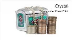  Presentation with black white vintage art - Amazing slide set having vintage metal chest and coin backdrop and a  colored foreground