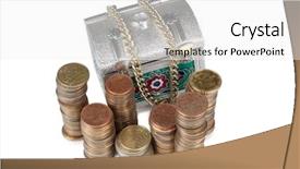  Presentation with chest - Presentation design consisting of vintage metal chest and coin background and a  colored foreground
