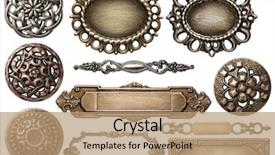  Presentation with metal - Slides consisting of vintage metal frames buttons isolated background and a coral colored foreground