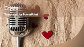  Presentation with crumpled paper various balls - Amazing presentation theme having vintage micro phone with crumpled backdrop and a coral colored foreground