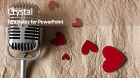  Presentation with vintage paper - Presentation design having vintage micro phone with crumpled background and a coral colored foreground