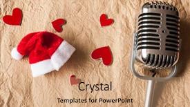  Presentation with crumpled paper various balls - Audience pleasing presentation theme consisting of vintage micro phone with crumpled backdrop and a coral colored foreground