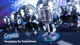  Presentation with vintage music - Slide deck having vintage microphone and music background background and a  colored foreground