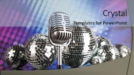  Presentation with vintage music - Slide deck enhanced with vintage microphone and music background background and a  colored foreground