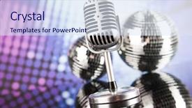  Presentation with vintage music - Audience pleasing PPT theme consisting of vintage microphone and music background backdrop and a  colored foreground