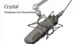  Presentation with radio station air vintage microphone - Theme consisting of vintage microphone on stand isolated background and a white colored foreground