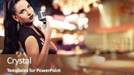  Presentation with abstract beautiful black pink glitter - Colorful slide deck enhanced with vintage microphone stage - beautiful singer against abstract background backdrop and a tawny brown colored foreground