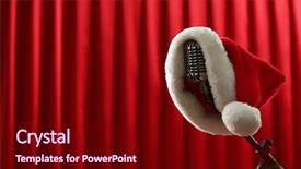  Presentation with vintage christmas - PPT layouts having vintage microphone with christmas hat background and a wine colored foreground