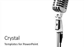  Presentation with microphone - PPT theme consisting of vintage microphone background and a white colored foreground