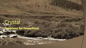  Presentation with misty - Presentation design having vintage-misty-landscape-with-hills background and a tawny brown colored foreground