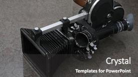  Presentation with vintage movie - Slide deck with unique instruments - vintage movie camera background and a dark gray colored foreground
