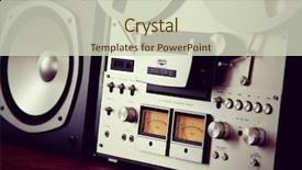  Presentation with tape recorder - Colorful slides enhanced with vintage music - analog stereo open reel tape backdrop and a soft green colored foreground