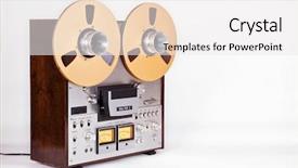  Presentation with tape recorder - Amazing PPT theme having vintage music - analog stereo open reel tape backdrop and a white colored foreground