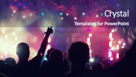  Presentation with stage lights - Amazing slide set having vintage music - cheering crowd in front backdrop and a violet colored foreground