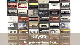  Presentation with audio - Amazing PPT theme having vintage music - collection of audio cassettes isolated backdrop and a coral colored foreground