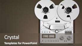  Presentation with recorder - Presentation having vintage music - reel-to-reel stereo recorder deck background and a tawny brown colored foreground