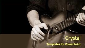  Presentation with guitar - Amazing theme having vintage music - sepia image of man playing backdrop and a tawny brown colored foreground