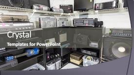  Presentation with vintage music - PPT theme featuring vintage music and electronics store background and a gray colored foreground