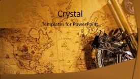  Presentation with old map - Audience pleasing slides consisting of vintage navigation equipment on old backdrop and a gold colored foreground