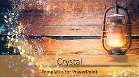  Presentation with vintage christmas - PPT theme having vintage oil lamp over christmas background and a yellow colored foreground