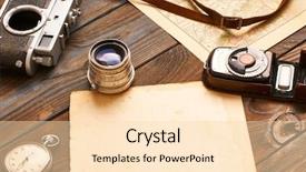  Presentation with old map - Presentation theme enhanced with vintage old 35mm camera lens background and a lemonade colored foreground