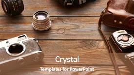  Presentation with cameras - Amazing slide deck having vintage old 35mm cameras lenses backdrop and a  colored foreground