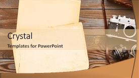  Presentation with cameras - PPT layouts featuring vintage old 35mm cameras lenses background and a lemonade colored foreground