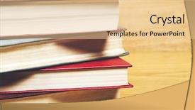  Presentation with old books on a wooden - PPT theme having vintage old books on yellow background and a lemonade colored foreground