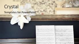  Presentation with flower vintage - Slide deck having vintage old classic piano with flower and musical notes close up background and a lemonade colored foreground