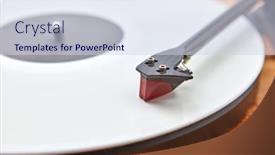  Presentation with 60s - Presentation design consisting of vintage-old-fashioned-turnable-record background and a sky blue colored foreground