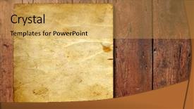  Presentation with antique parchment - PPT theme having vintage old grungy paper over ancient wood texture background metaphor for aged retro wooden dirty textured manuscript antique parchment book ancient weathered or grungy background and a yellow colored foreground