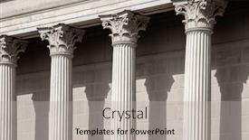  Presentation with corinthian - Slide set featuring vintage old justice courthouse column neoclassical colonnade with corinthian columns as part of a public building resembling a greek or roman temple background and a light gray colored foreground