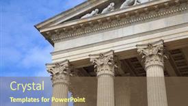  Presentation with corinthian - Cool new PPT theme with vintage-old-justice-courthouse-column backdrop and a violet colored foreground