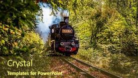  Presentation with steam train - Amazing presentation design having vintage old steam train in the forest - slow travel backdrop and a tawny brown colored foreground