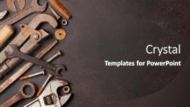  Presentation with tools - Presentation design featuring vintage-old-tools-on-stone background and a dark gray colored foreground