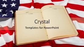 Presentation with vintage book - Amazing PPT layouts having vintage open book on american flag backdrop and a lemonade colored foreground