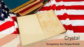  Presentation with vintage book - Slide deck consisting of vintage open book on american flag background and a lemonade colored foreground