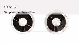  Presentation with tape audio enthusiasts - Presentation theme consisting of vintage-open-reel-audio-tapes background and a white colored foreground