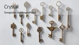  Presentation with vintage door nature - Slide deck enhanced with vintage or antique door keys background and a light gray colored foreground