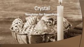  Presentation with candle christmas - PPT layouts enhanced with vintage or shabby chic christmas background with one burning candle in gold and silver background and a coral colored foreground