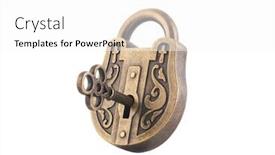  Presentation with padlock - Slide set consisting of encryption - vintage padlock and key isolated background and a white colored foreground