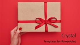  Presentation with gift ribbon - Presentation design featuring vintage paper tied with red background and a red colored foreground