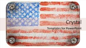  Presentation with patriotic usa - Slide deck having vintage patriotic - usa flag on metal texture background and a coral colored foreground