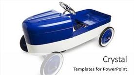  Presentation with vintage car - Colorful presentation theme enhanced with vintage pedal car toy isolated on white background backdrop and a white colored foreground